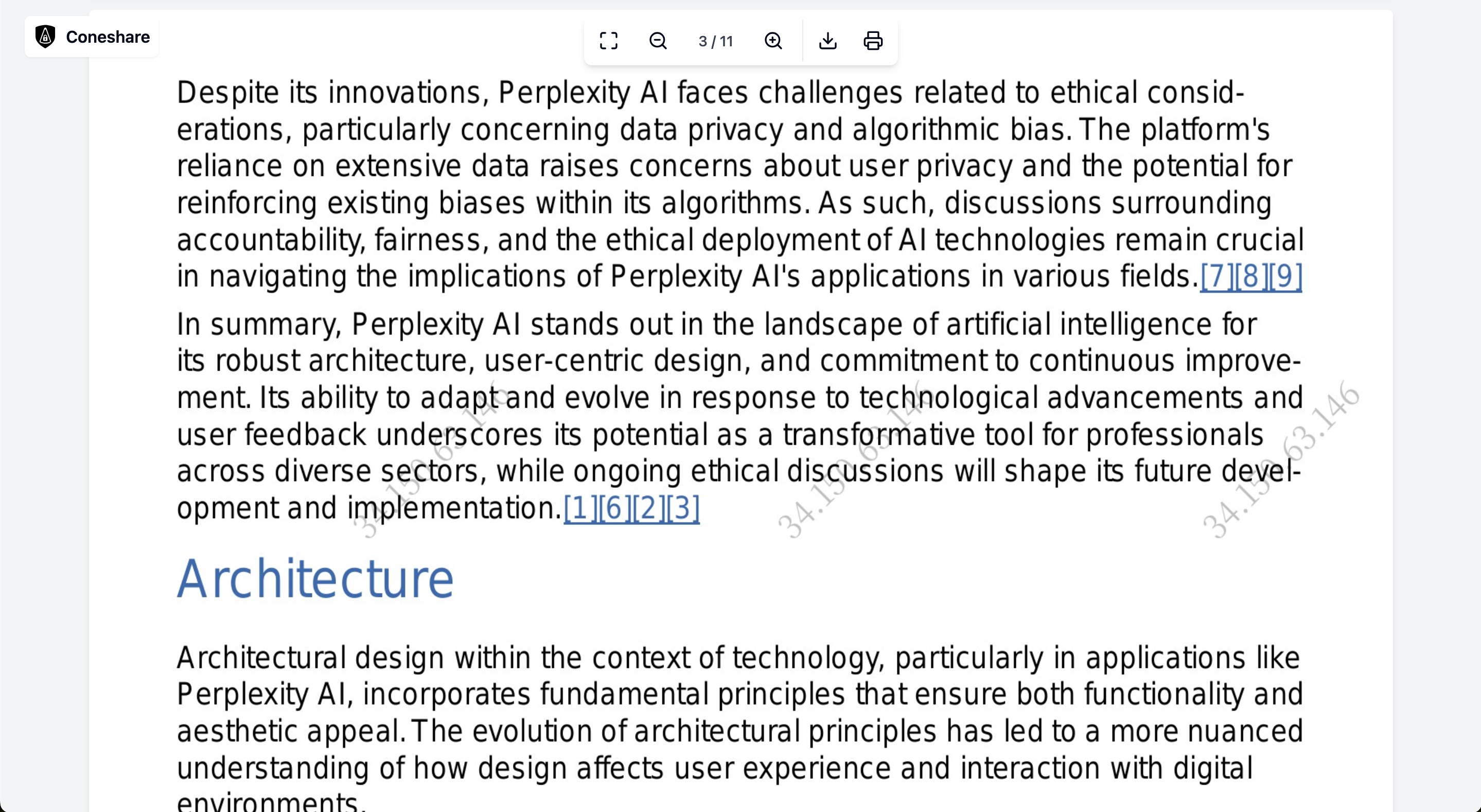 Screenshot of dynamic watermarking