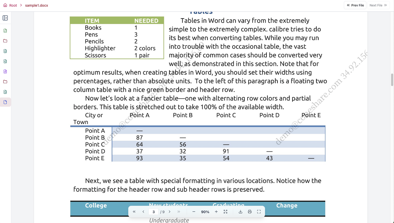 Online Word document and presentation preview